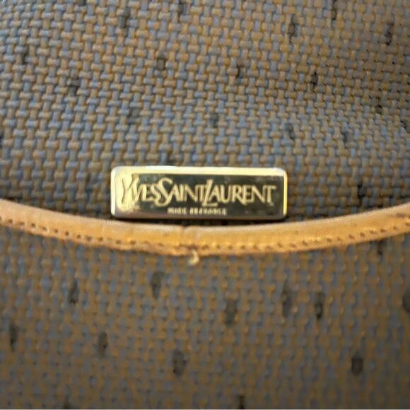 Authentic YSL Yves Saint Laurent Vintage Triangle Logo Brown Crossbody Bag - Picture 2 of 5
